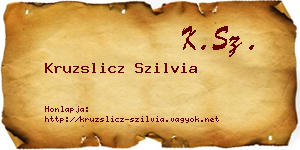 Kruzslicz Szilvia névjegykártya